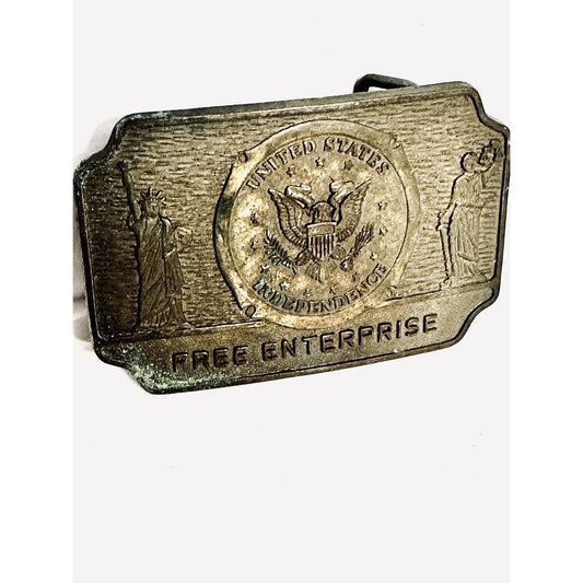 Gemco IND Commemorative Free  Enterprise / AC Spark Plug Brass Belt Buckle Vtg