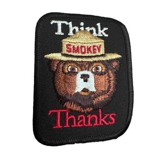 Smokey Bear Embroidered Patch think thanks Iron-On