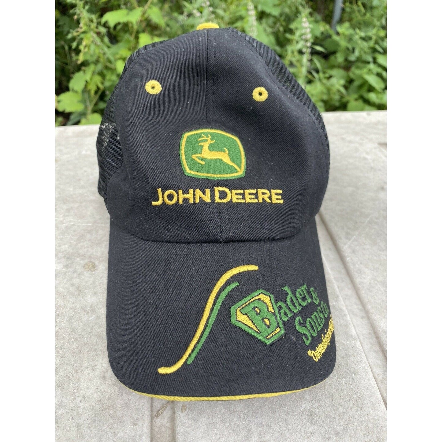 Black And Green JOHN DEERE Logo Trucker Hat Bader & Sons Michigan