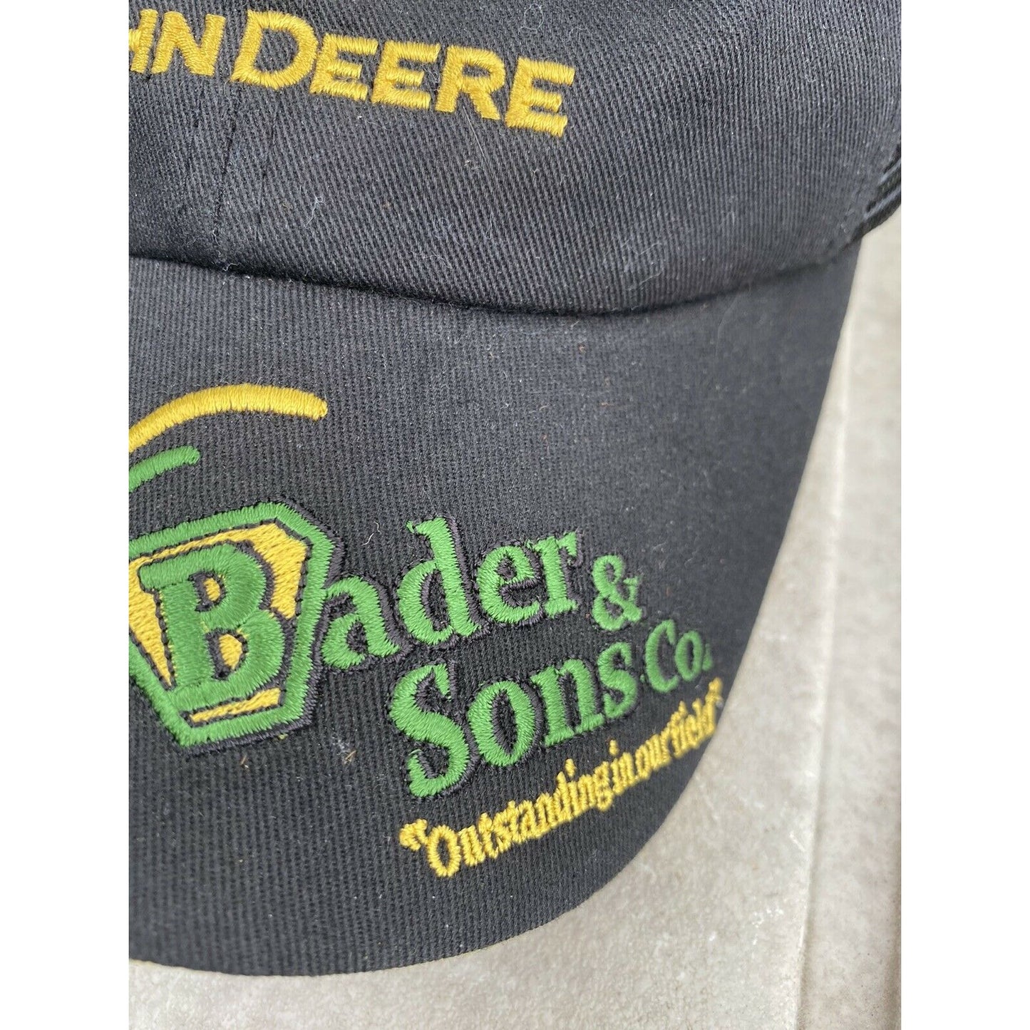 Black And Green JOHN DEERE Logo Trucker Hat Bader & Sons Michigan