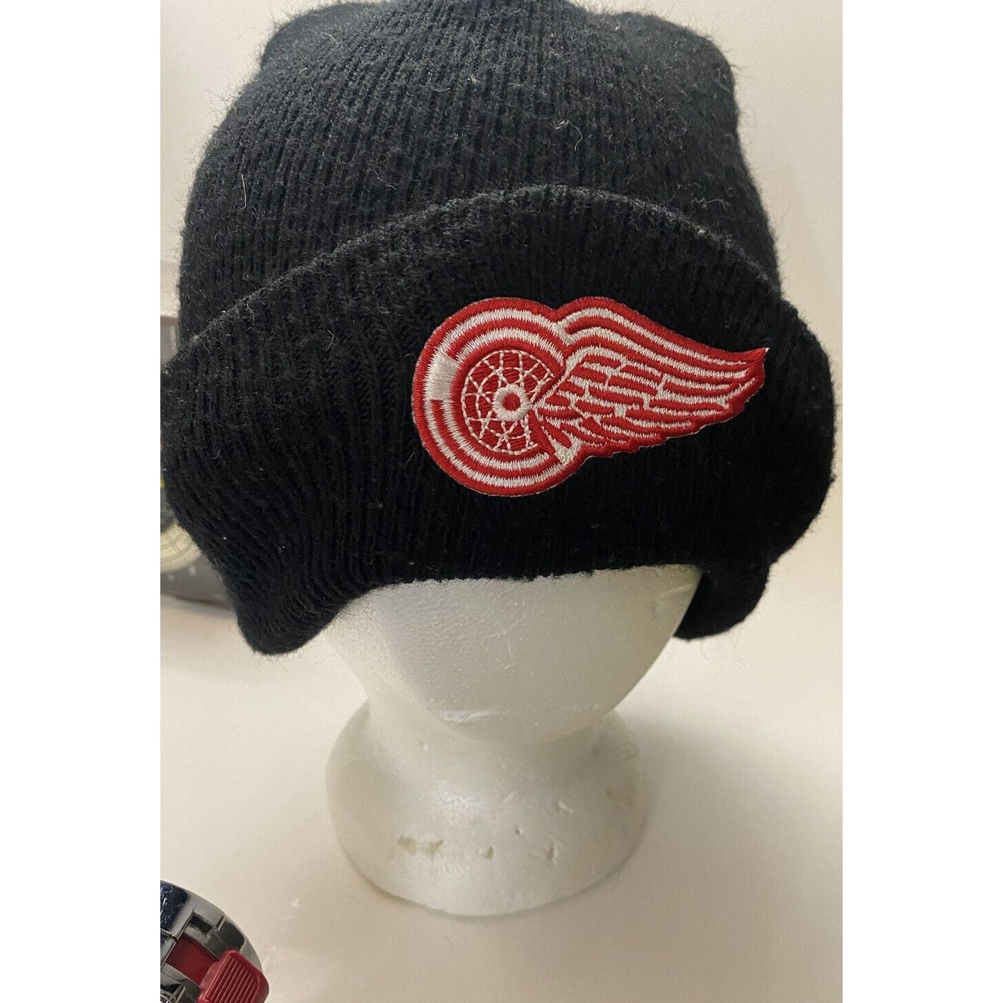 NHL Detroit Redwings Knit Cap Hat Patch Reversible 76 Union Oil Gas Patch Beanie