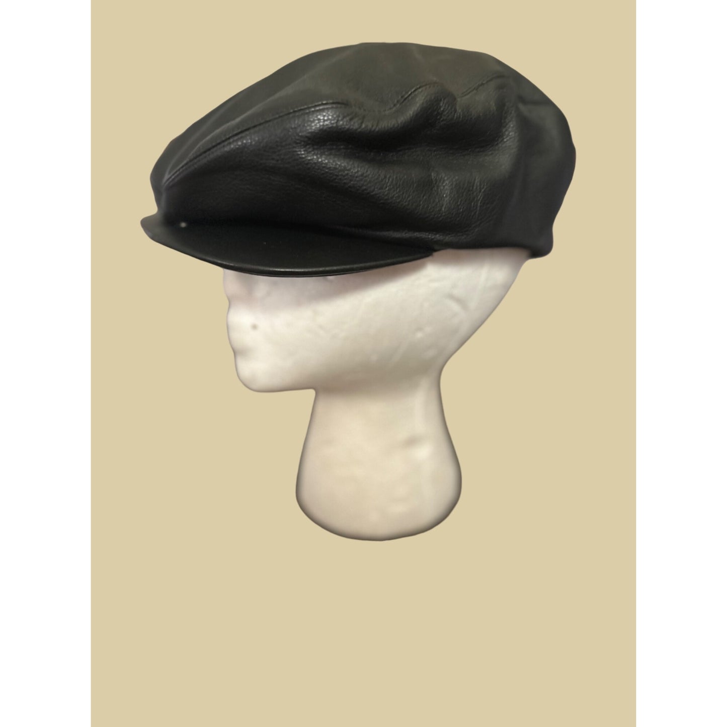 Genuine Leather Newsboy Cap By A. Adams & Spire size  Medium  Black