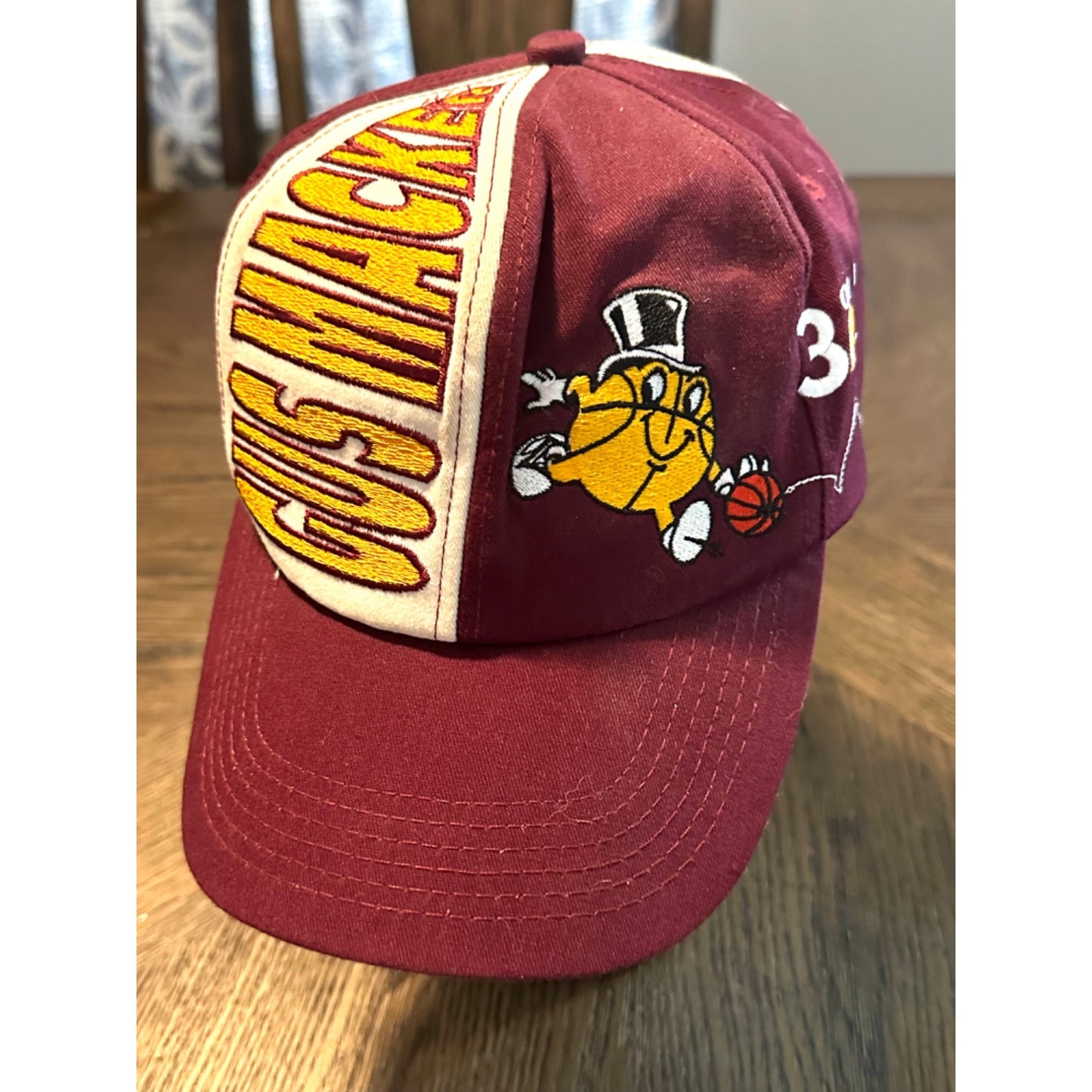 Gus Macker red yellow Basketball Snapback Hat spellout