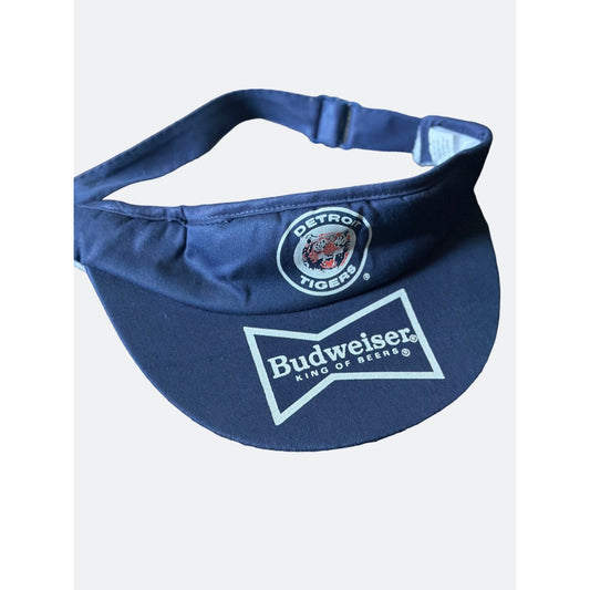 Detroit Tigers Budweiser Branded Visor  100% Cotton  Navy Blue Adjustable Strap  One Size Fits All vintage