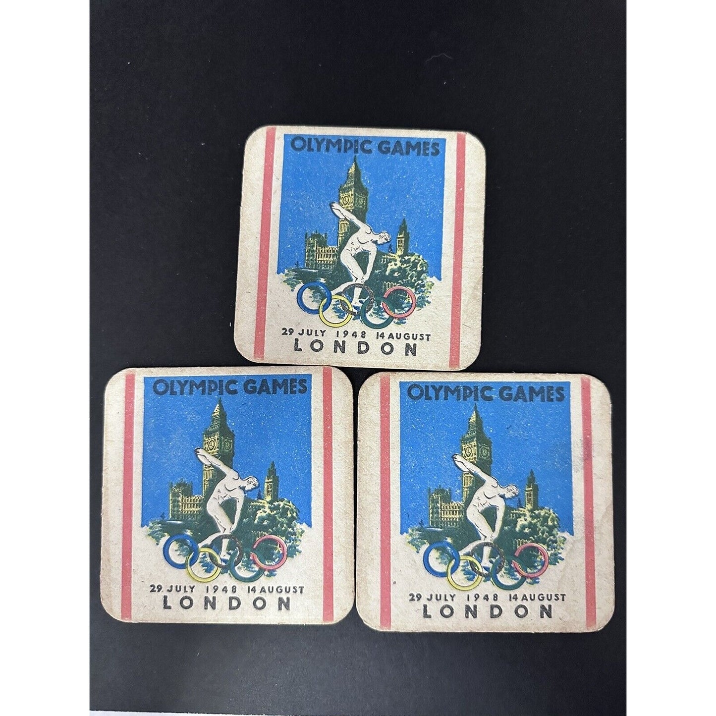 Olympic Games 1948 3 total Rome London Vintage coasters