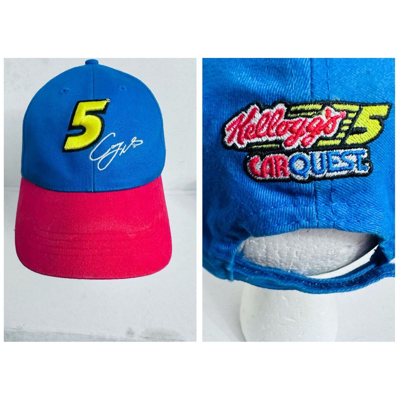 Kellogg’s Racing NASCAR Strapback Hat Vtg 2008 Casey Mears #5 New Blue/Red