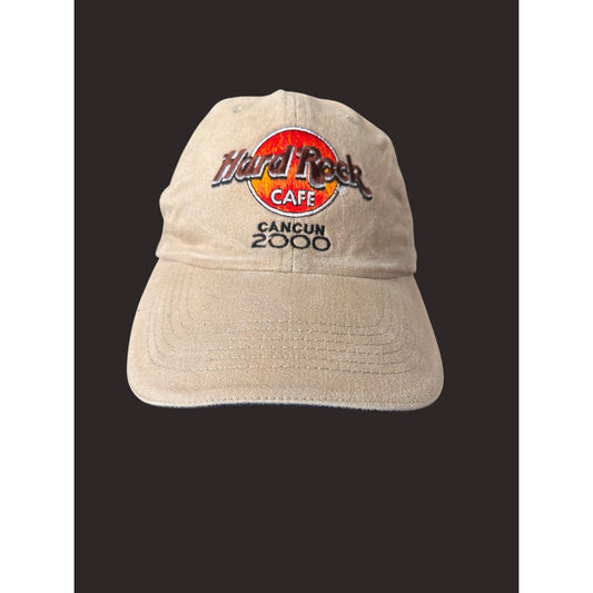 Hard Rock Cafe Cancun 2000 Beige Baseball Cap Adjustable Strapback Cotton Unisex