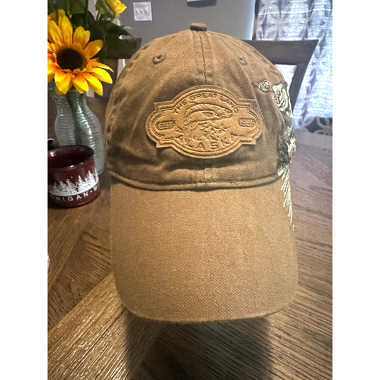 Alaska Cap By Arctic Circle Enterprises LLC - Embroidered Brown Men's Hat Fish Design & Adjustable Strap