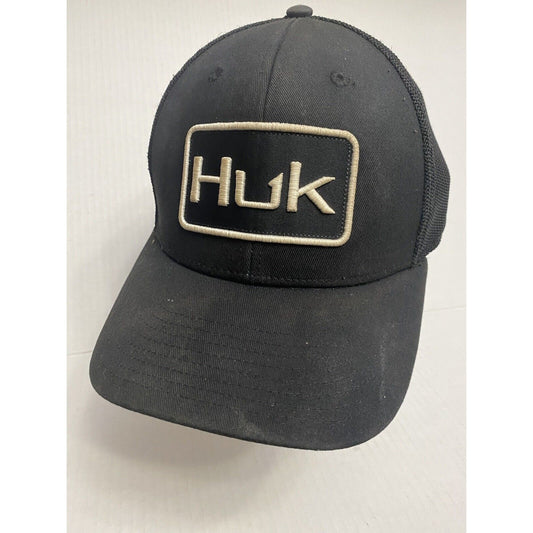 HUK Performance Head Wear Hat Cap Size S/M Black Mesh Back Fishing Embroidered