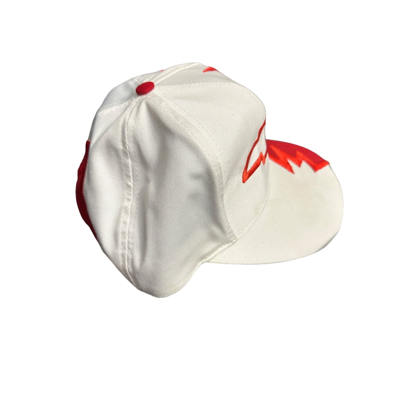 Kati 90's Chevrolet shark bite  Cap White & Red  Strapback Hat sharktooth