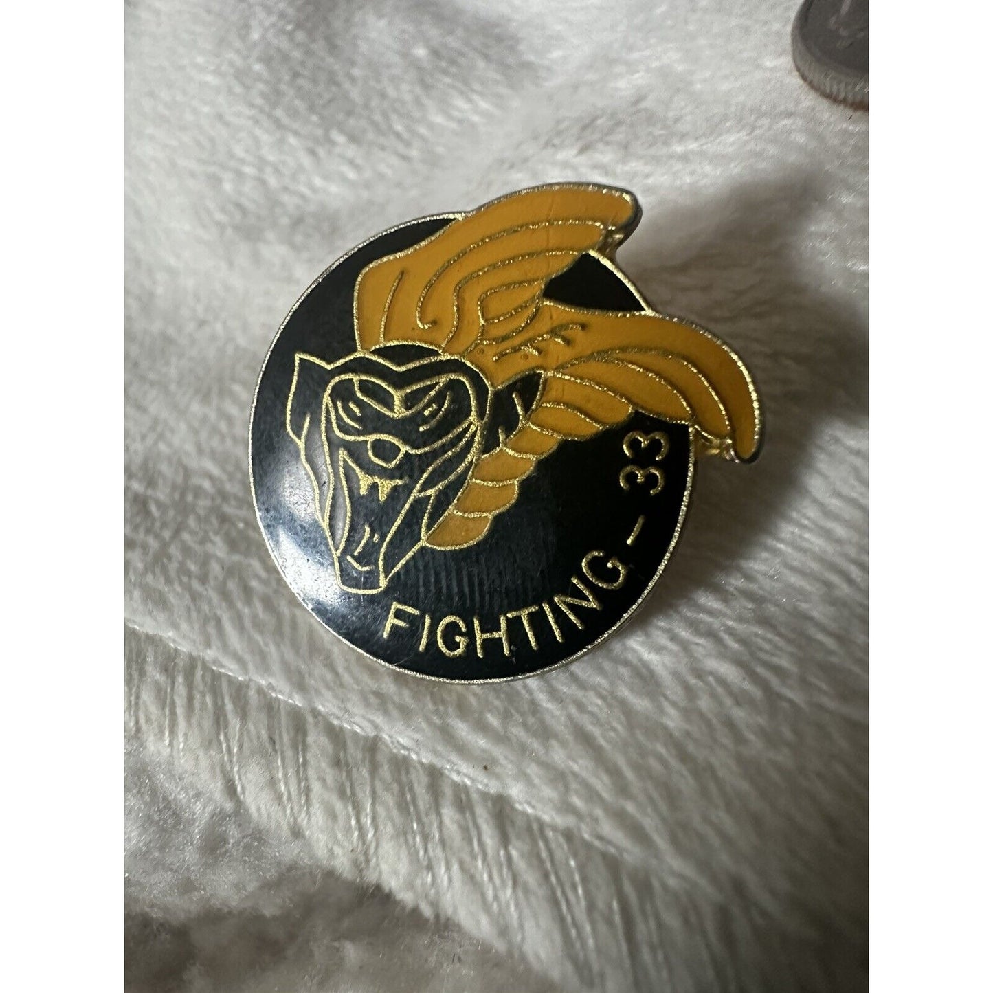 US NAVY USN FIGHTING 33 VF-33 MINKY FIGHTER SQUADRON ENAMEL LAPEL PIN CLUTCH