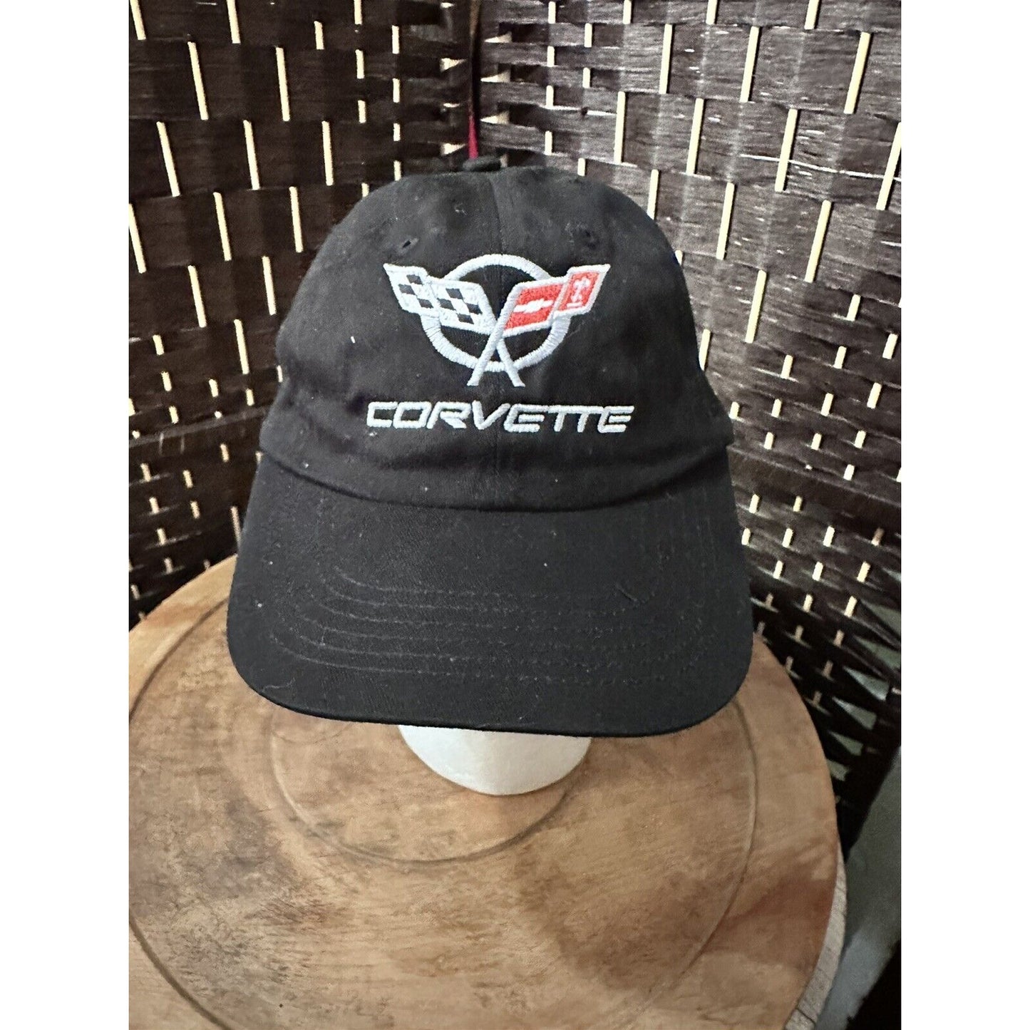 Corvette Embroidered Mens Black Ball Cap Adjustable Norscot GM