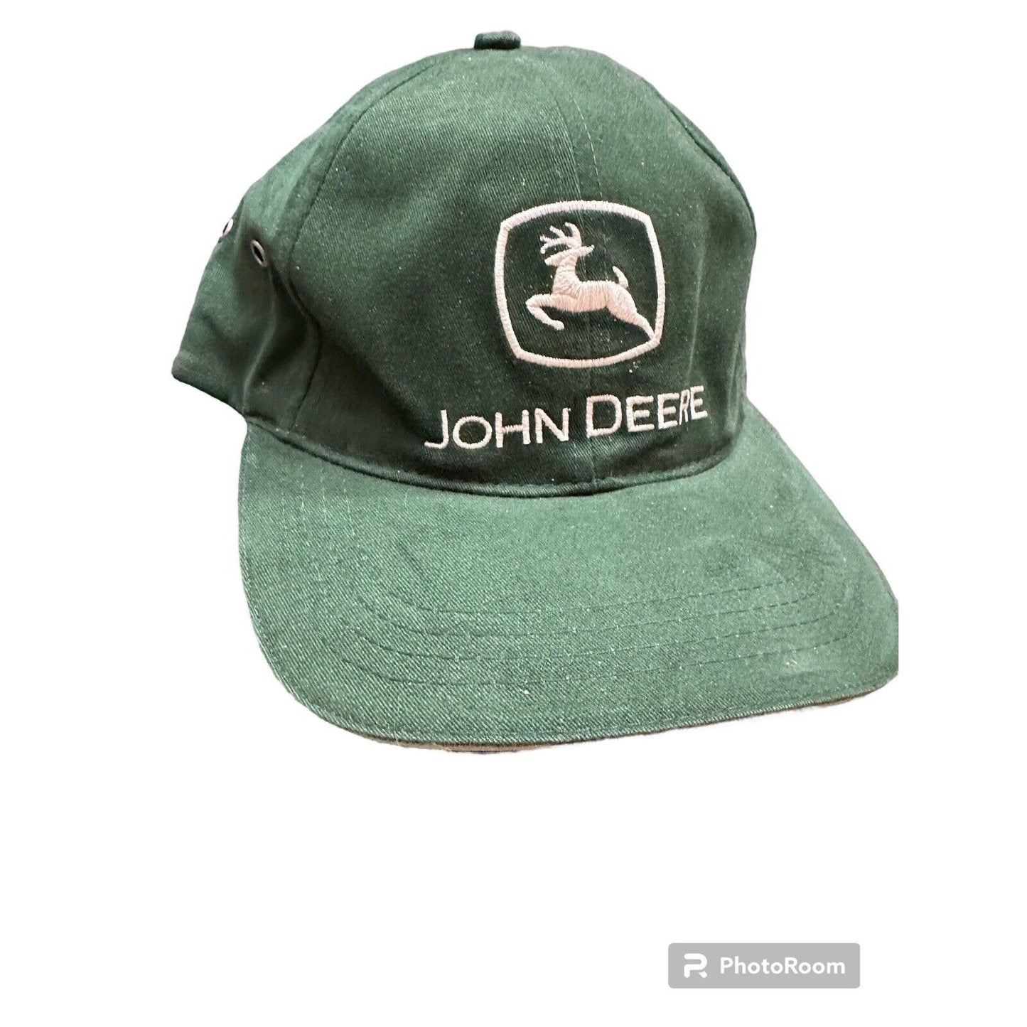 Green John Deere Hat w White Embroidereded Logo Spellout 100% Cotton