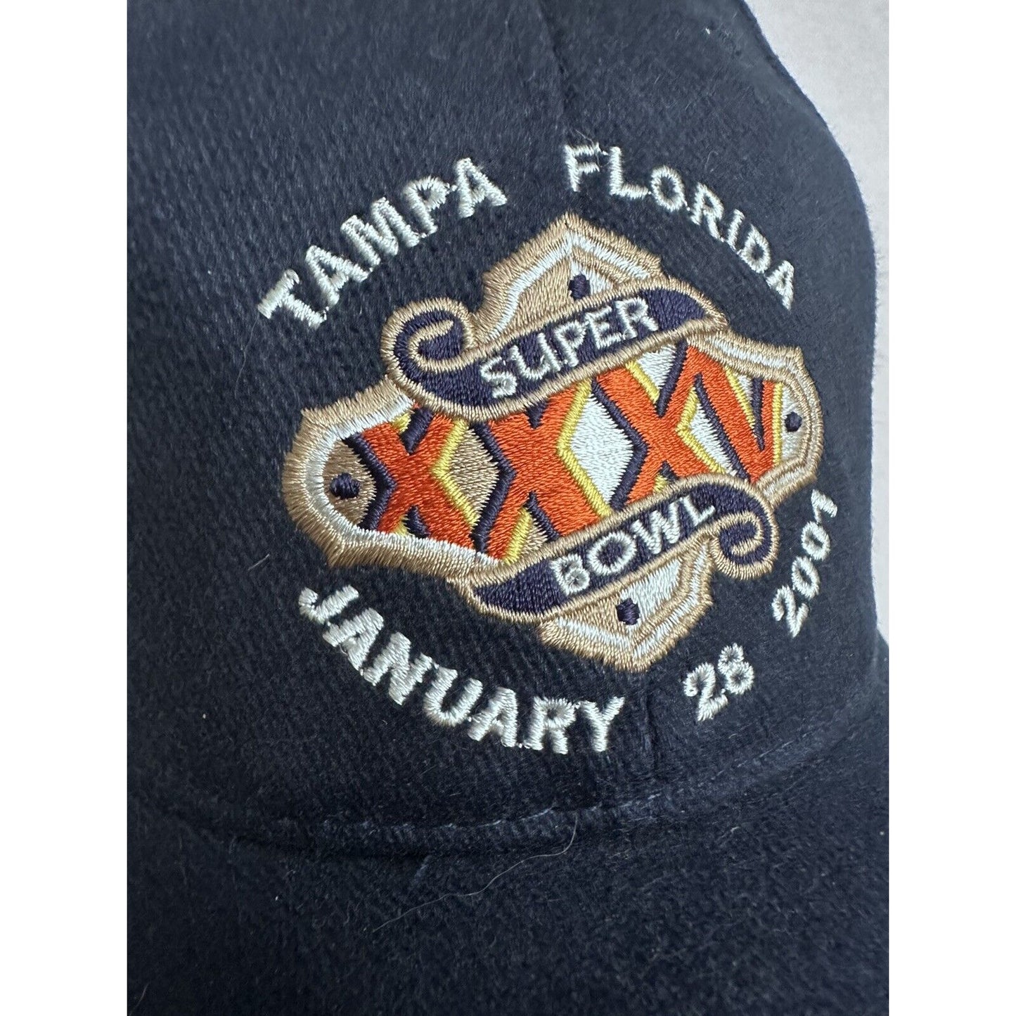 Super Bowl XXXV  2001 Tampa Florida Snapback Hat Bay Buccaneers Blue Frito Lay