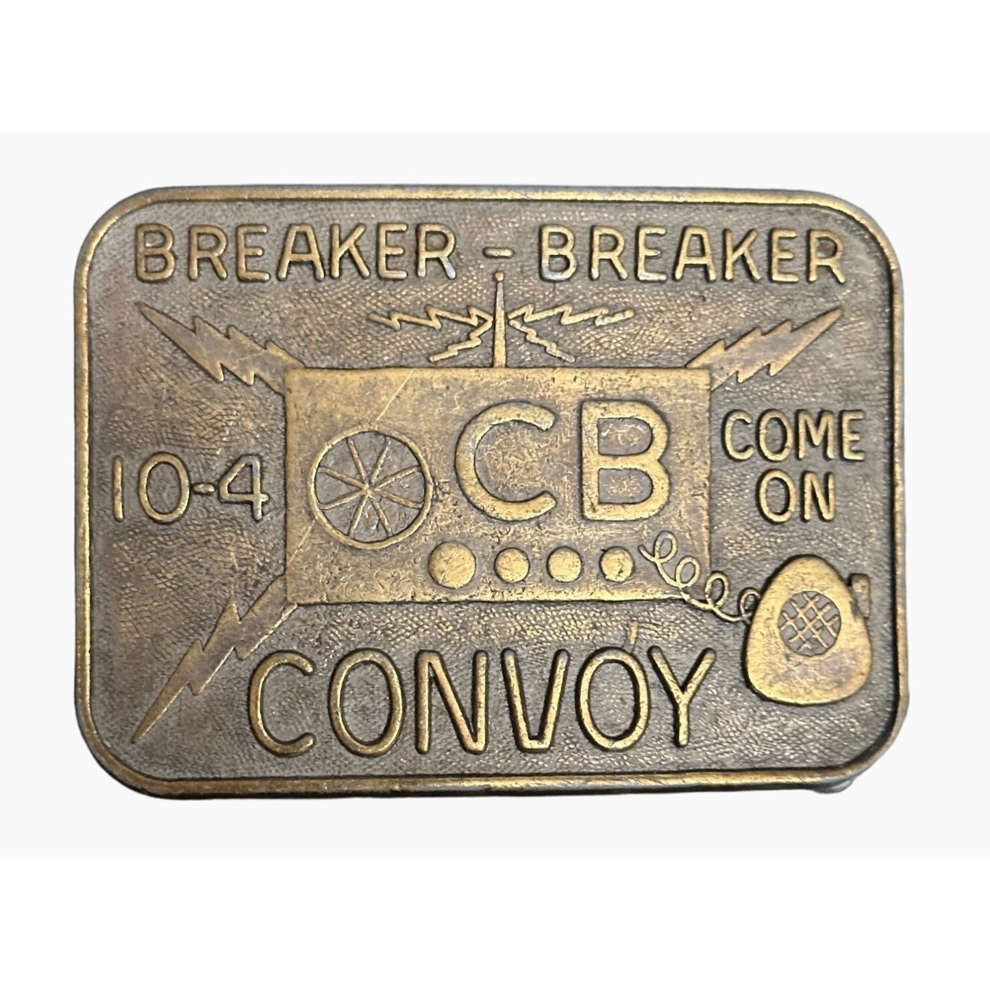 Breaker Breaker 10-4 CB Convoy Belt Buckle - Vintage Brass Truckers