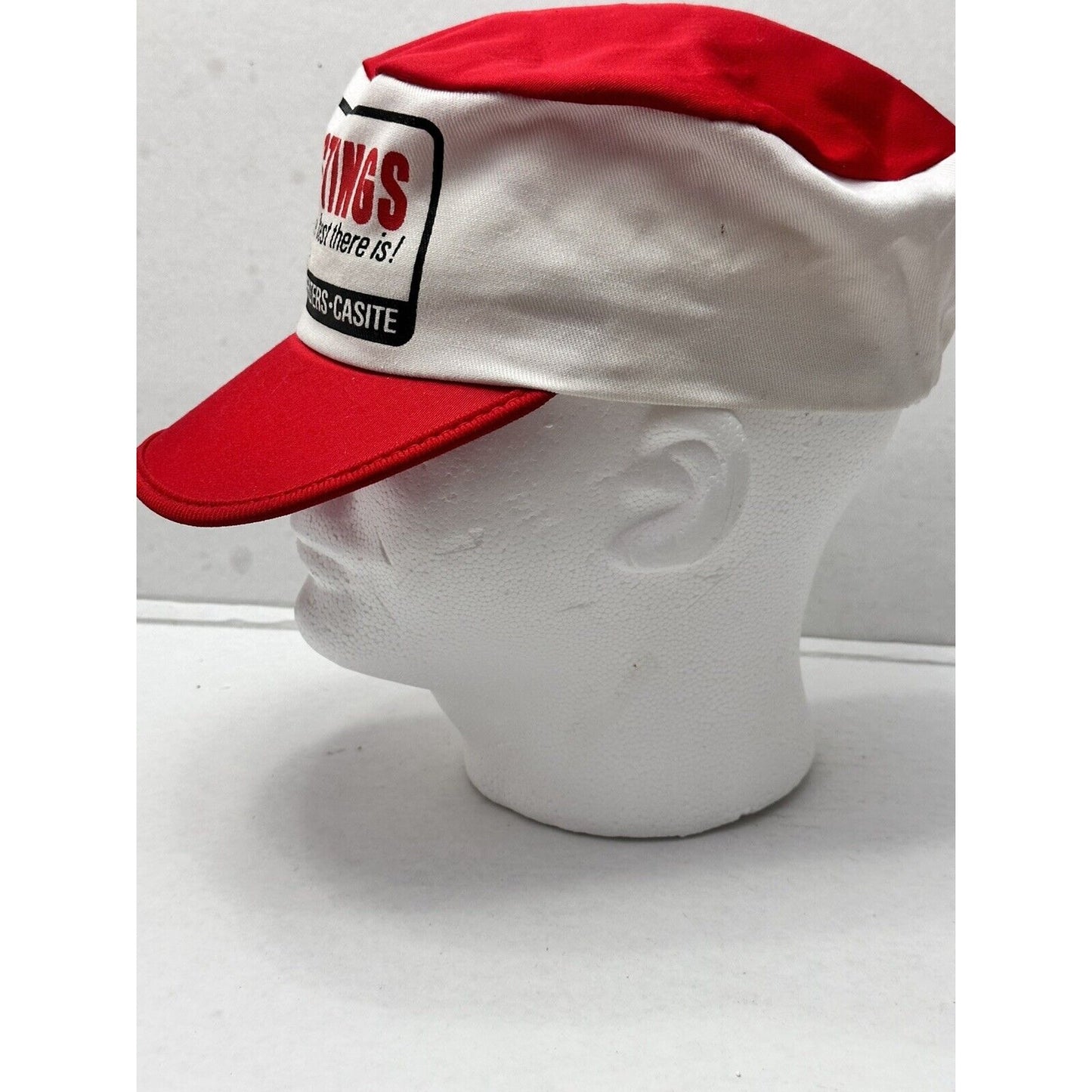 HASTINGS Piston Rings Stretch Fit Painters Hat, Red/White Cap, Made USA