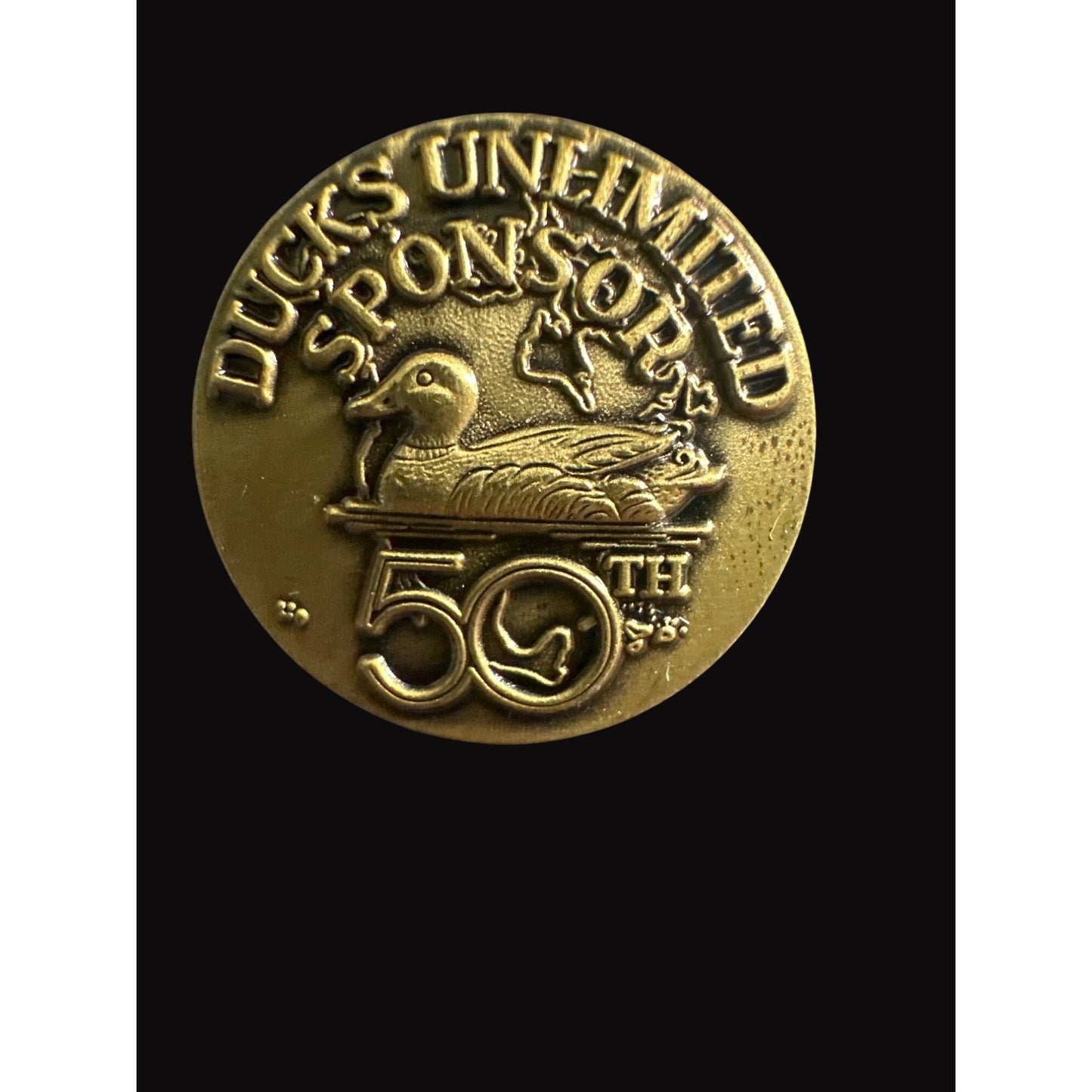 Ducks Unlimited 50th Anniversary Bronze Pin By L.R. Kaatz 1987