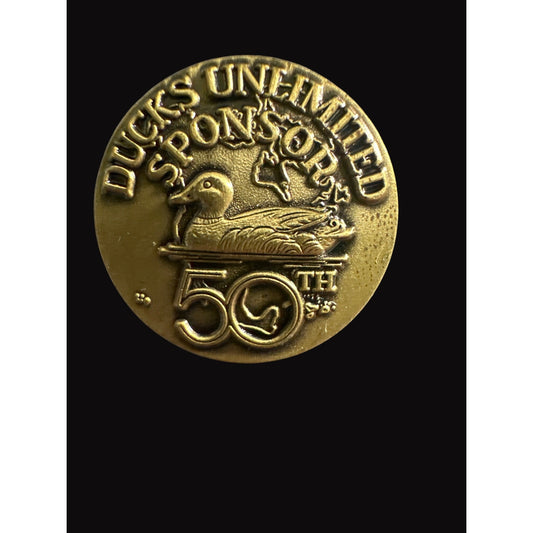 Ducks Unlimited 50th Anniversary Bronze Pin By L.R. Kaatz 1987