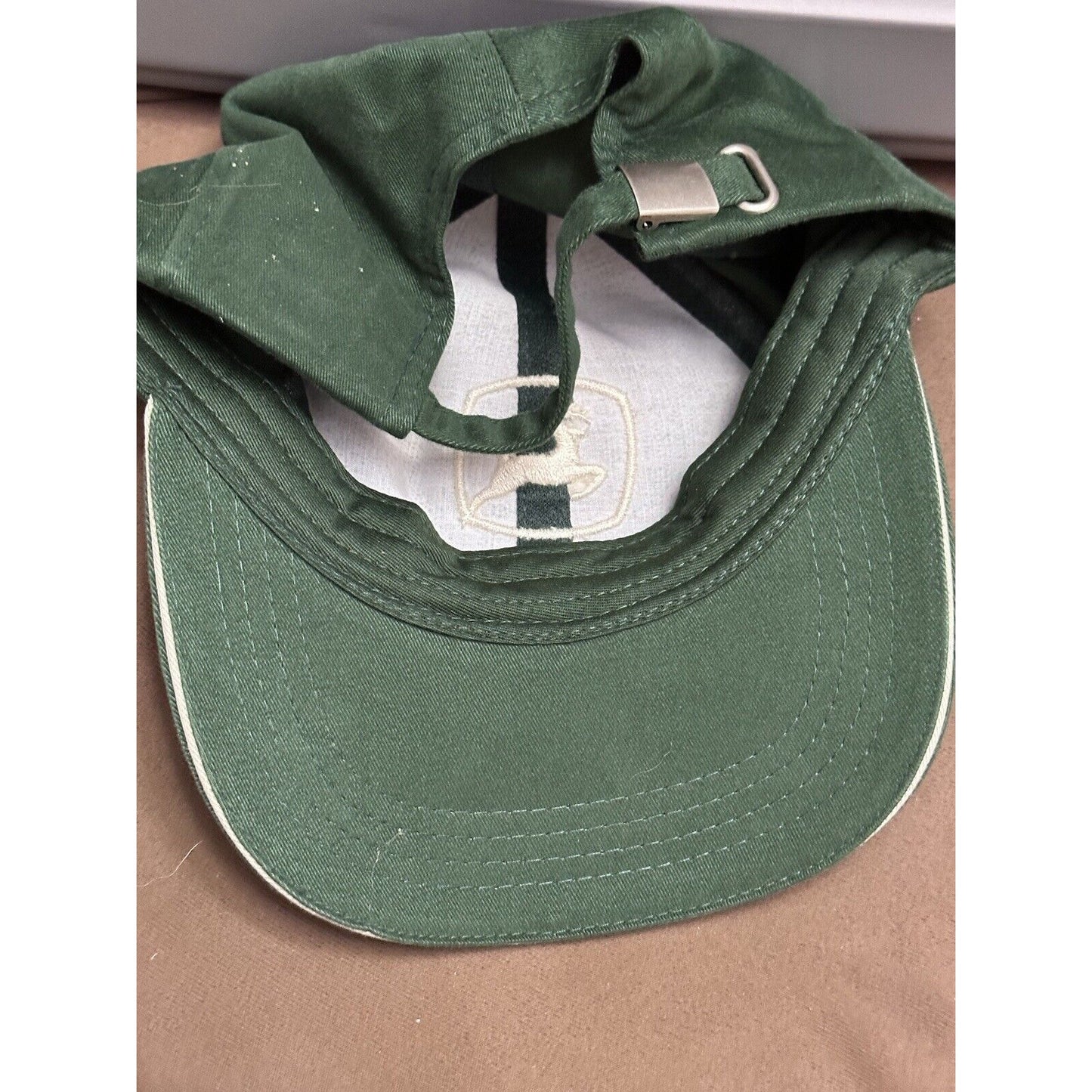 Green John Deere Hat w White Embroidereded Logo Spellout 100% Cotton