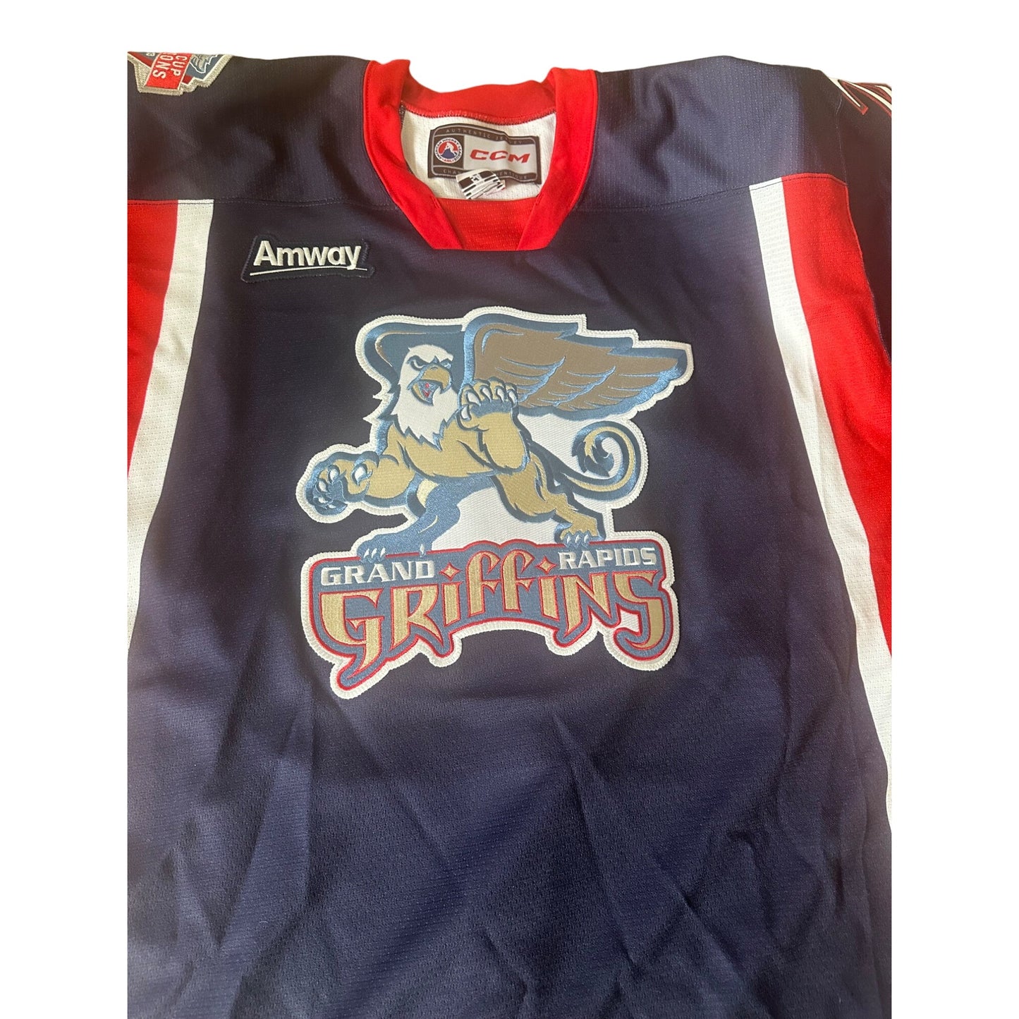 Grand Rapids Griffins Hockey Jersey Authentic CCM Amway Size 54 Red & Blue