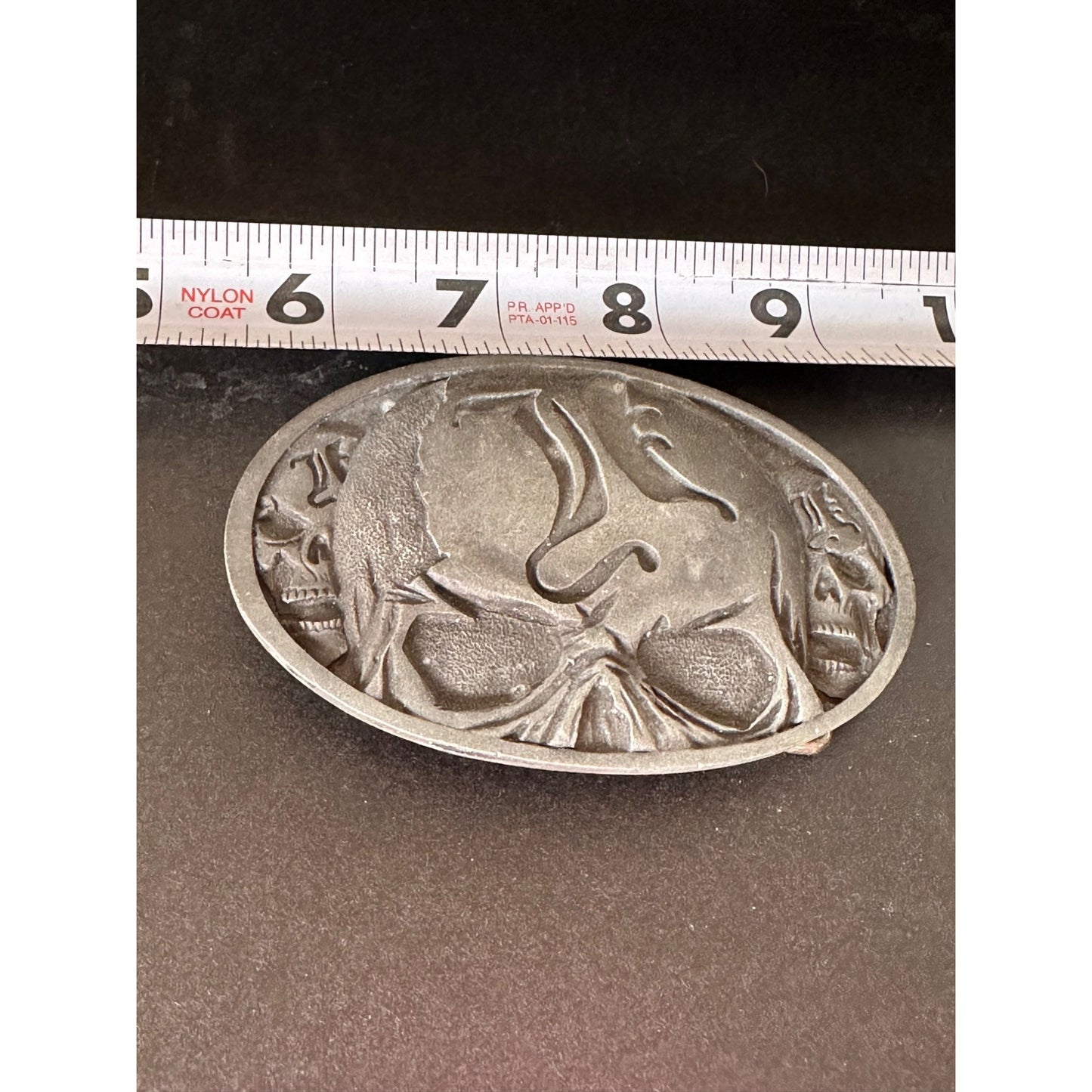 Skull Belt Buckle Metal Oval Lead-Free Gothic Design 5"x3" One Size