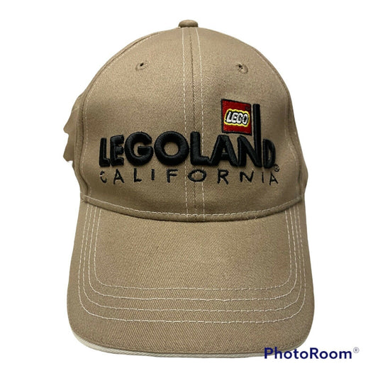 Mens Baseball Tan Hat Cap Legoland Theme Park California  Adjustable Hook Loop