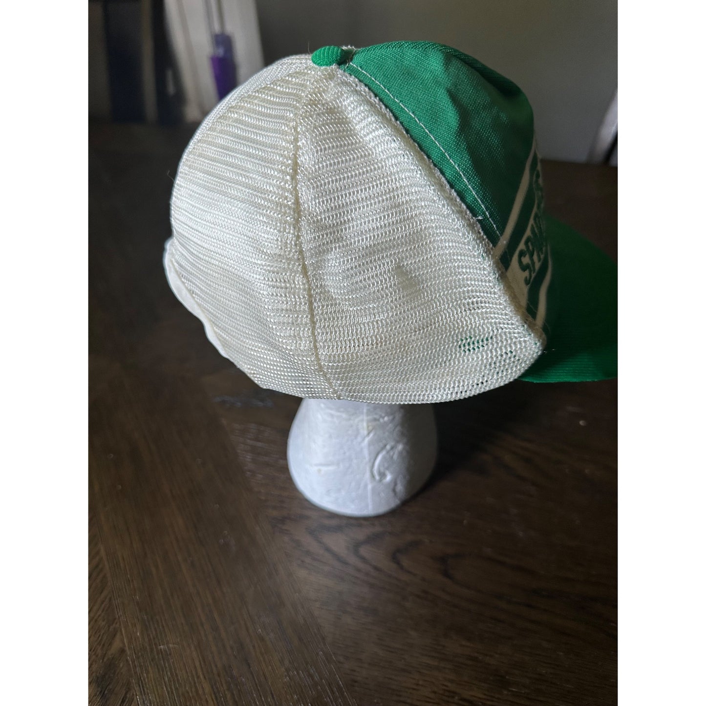 Spartans Mesh Trucker Hat Green & White One Size Fits 6 7/8 - 7 3/4 Snapback Made In USA