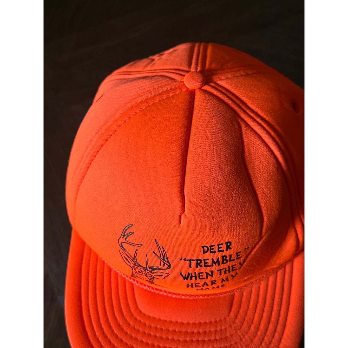 Blaze Orange hunting novelty Deer "Tremble" Snapback Hat