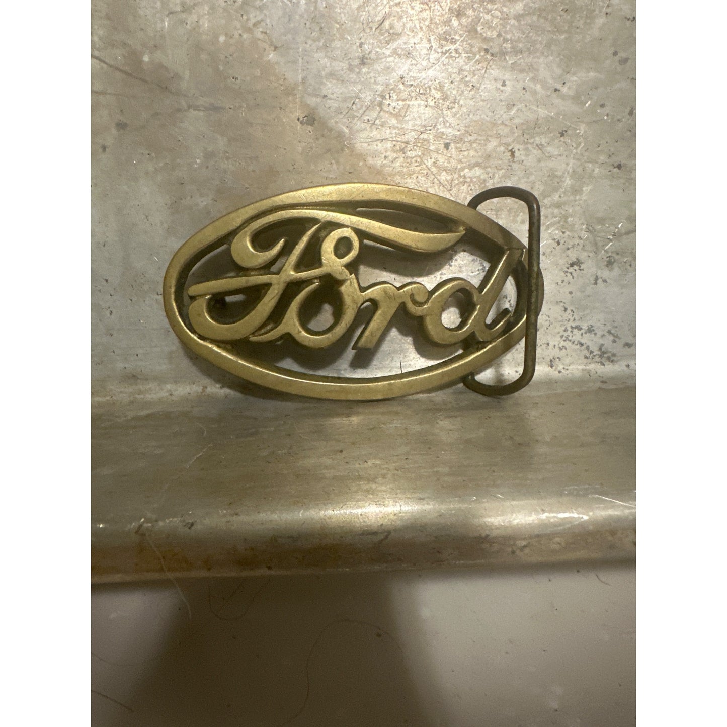 Ford open script Solid Brass Belt Buckle