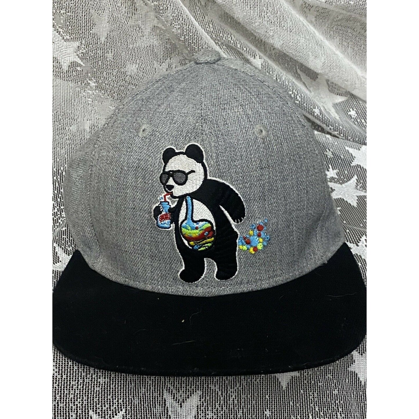 Riot Society Panda Bubbles Snap Closure Blue / Grey  Ball Cap Pre-owned