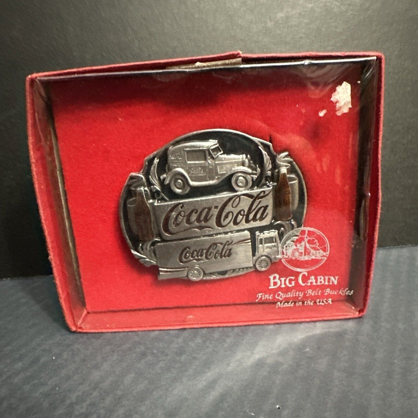 1991 COCA COLA-BIG CABIN BELT BUCKLE-NEW IN BOX.