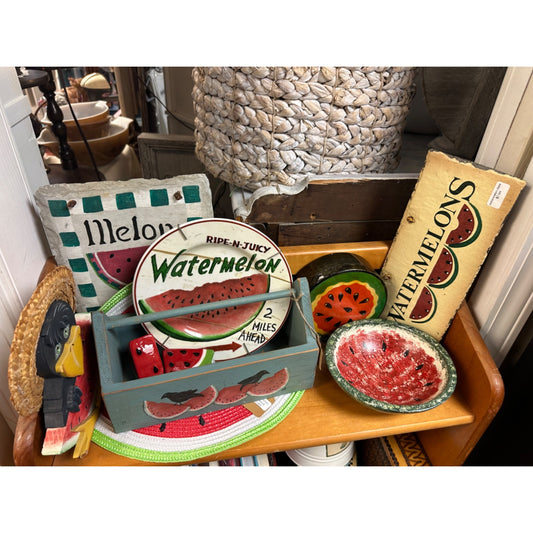 Vintage Watermelon-Themed Home Decor Collection: Signs Plates & Tray