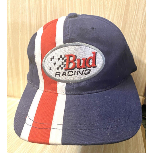 90’s Budweiser Racing Hat Cap Snap Back  Red White Blue Beer Bud Mens