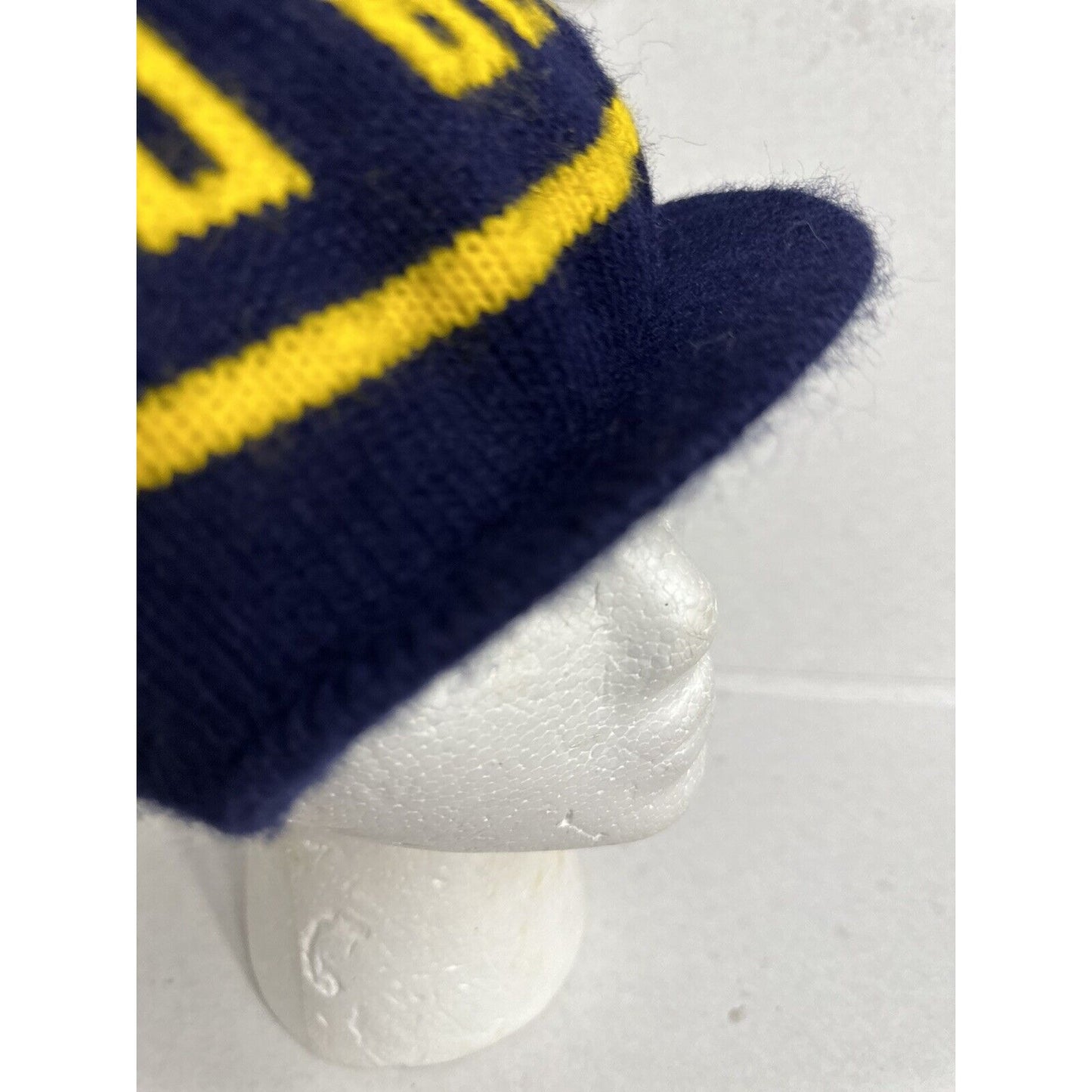 Michigan Wolverines Go Blue Gold Acrylic Pompom Beanie Beret Winter Hat Cap