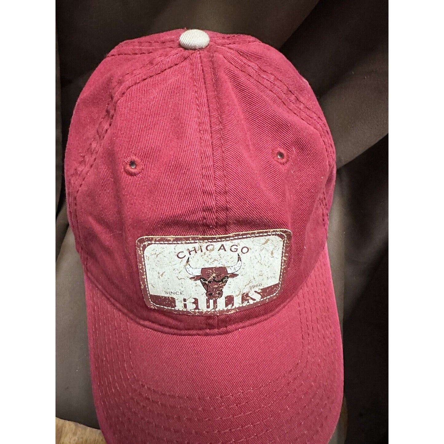 The Game Red Chicago Bulls Patch Distressed Adjustable Hat