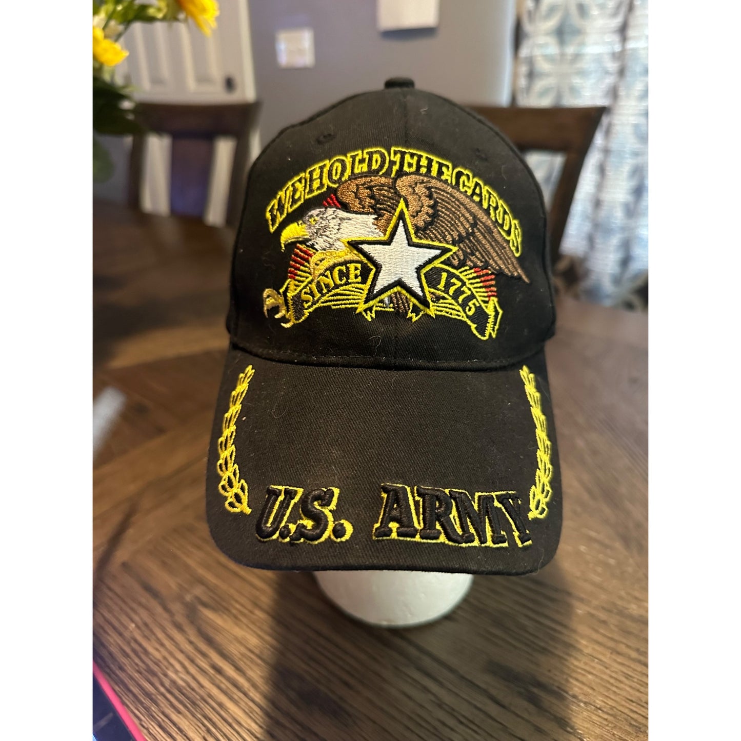 U.S. Army Embroidered Cap We Hold The Cards Since 1775 Eagle Crest Black Adjustable Hat