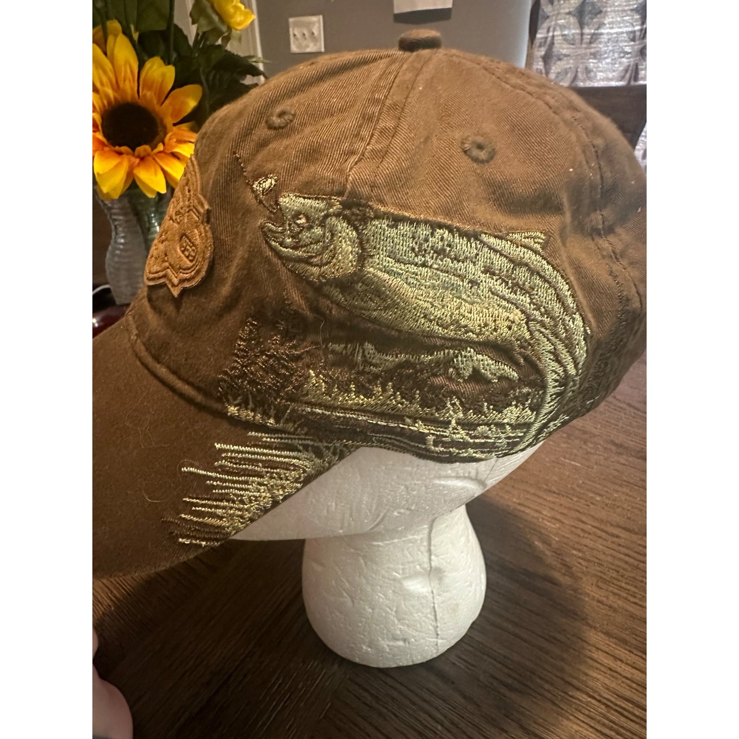 Alaska Cap By Arctic Circle Enterprises LLC - Embroidered Brown Men's Hat Fish Design & Adjustable Strap