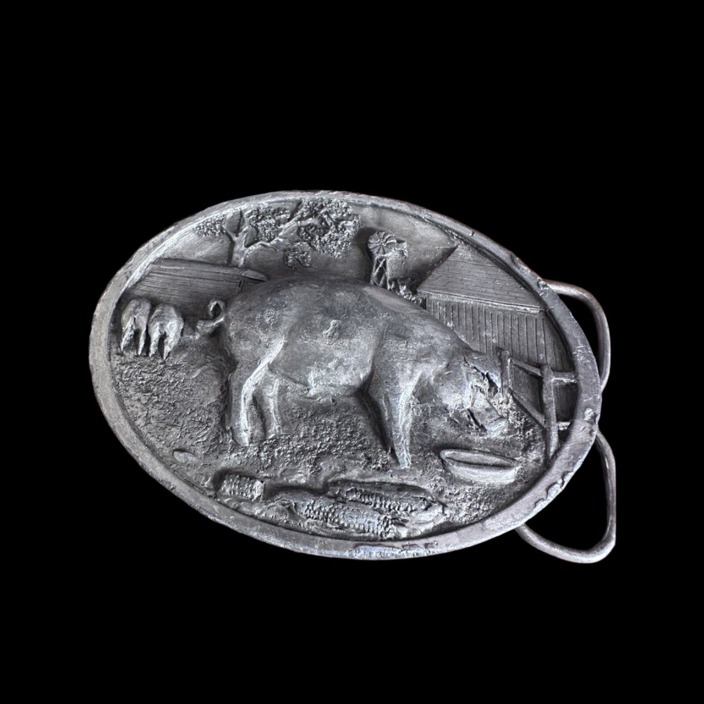 pewter pig belt buckle