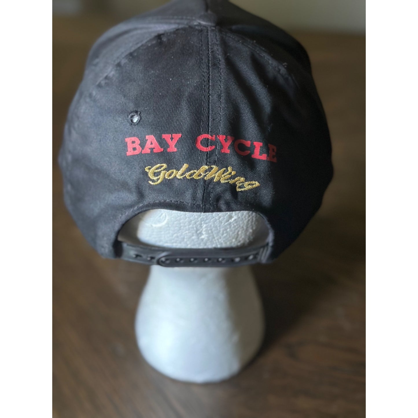 Bay Cycle Goldwing Snapback Hat rope detail Cotton one size  Black gold