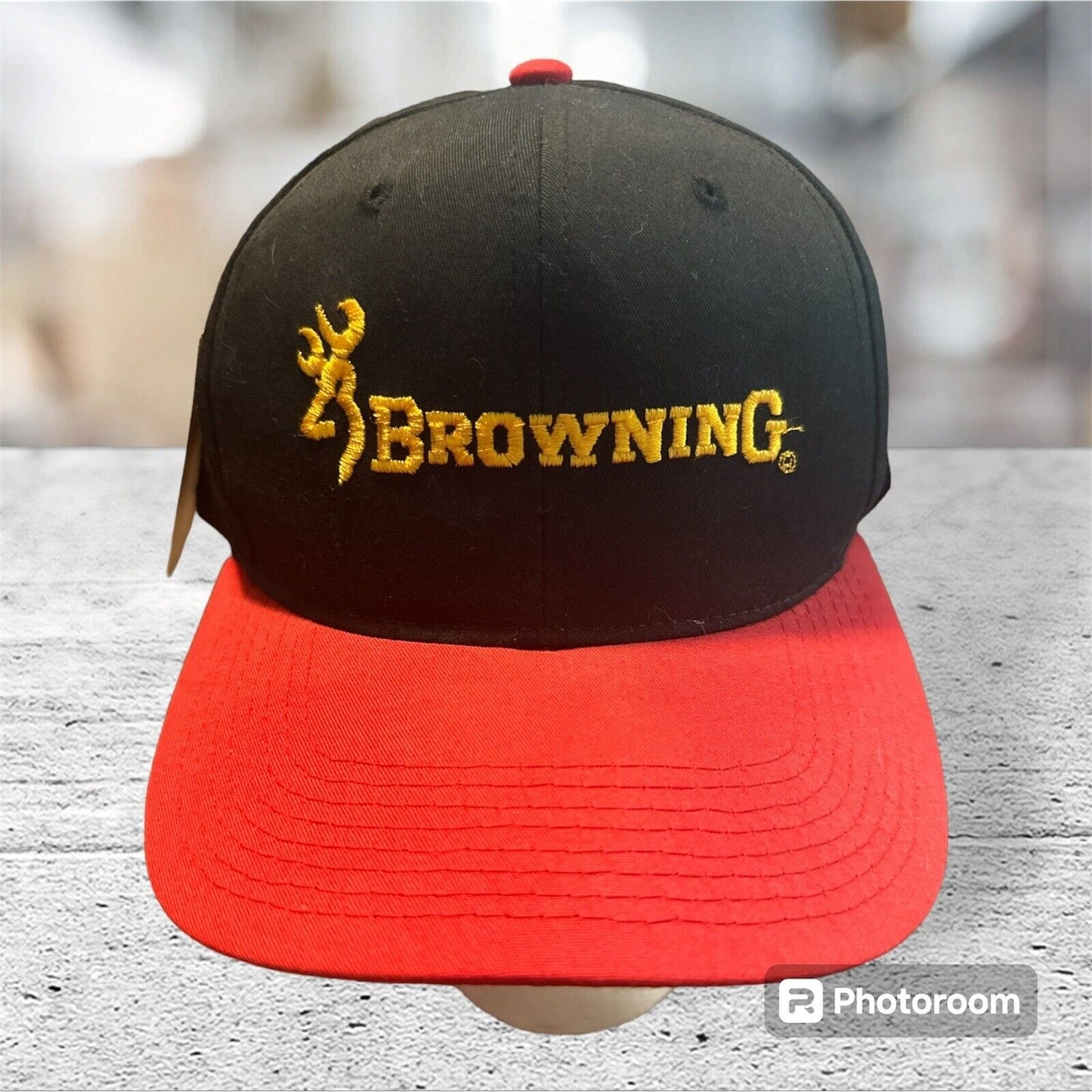 Browning Hat Cap Adult Black Red Gold Snapback Hunting Guns 90s Vintage New with tags