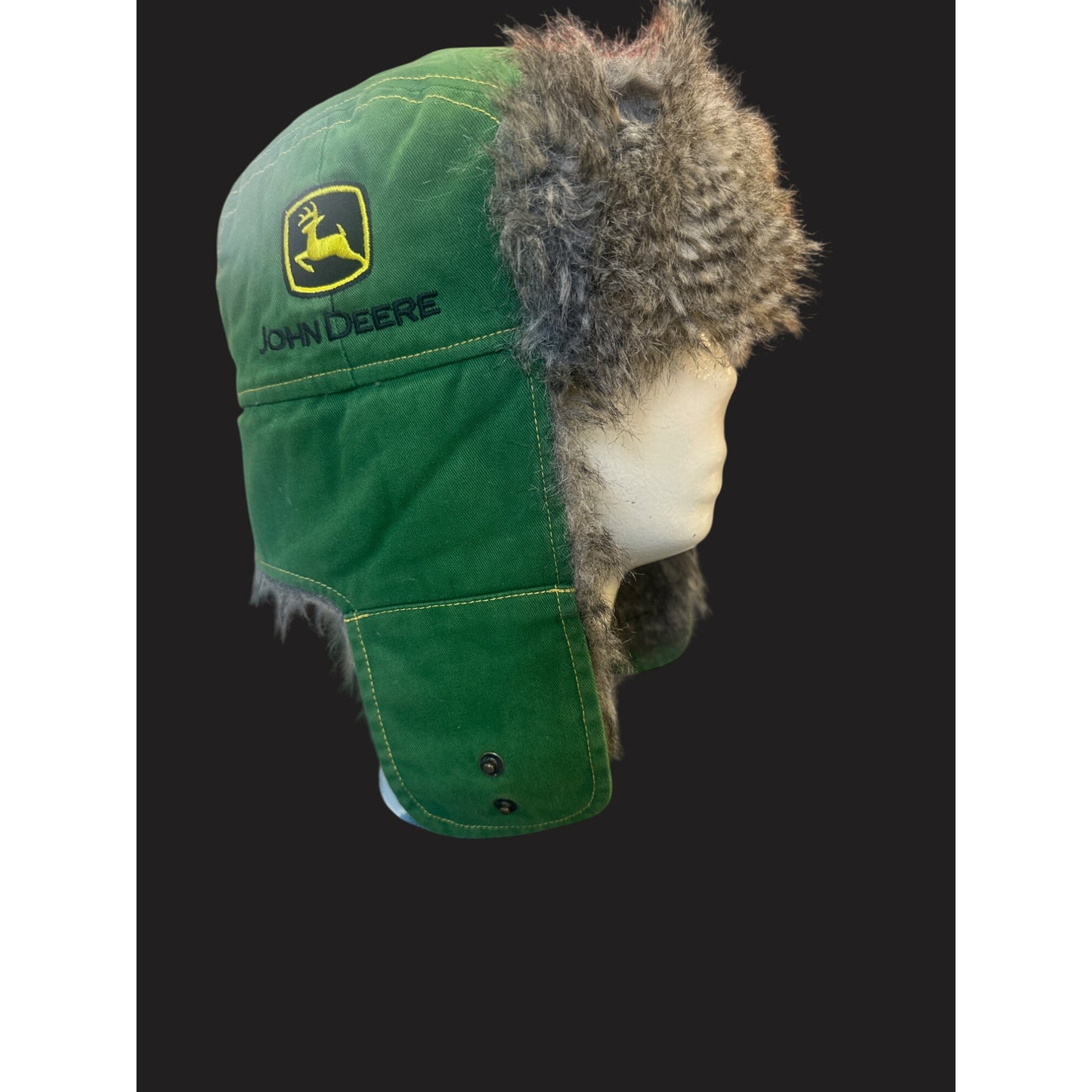 John Deere Green Trapper Hat With Faux Fur Lining & Ear Flaps