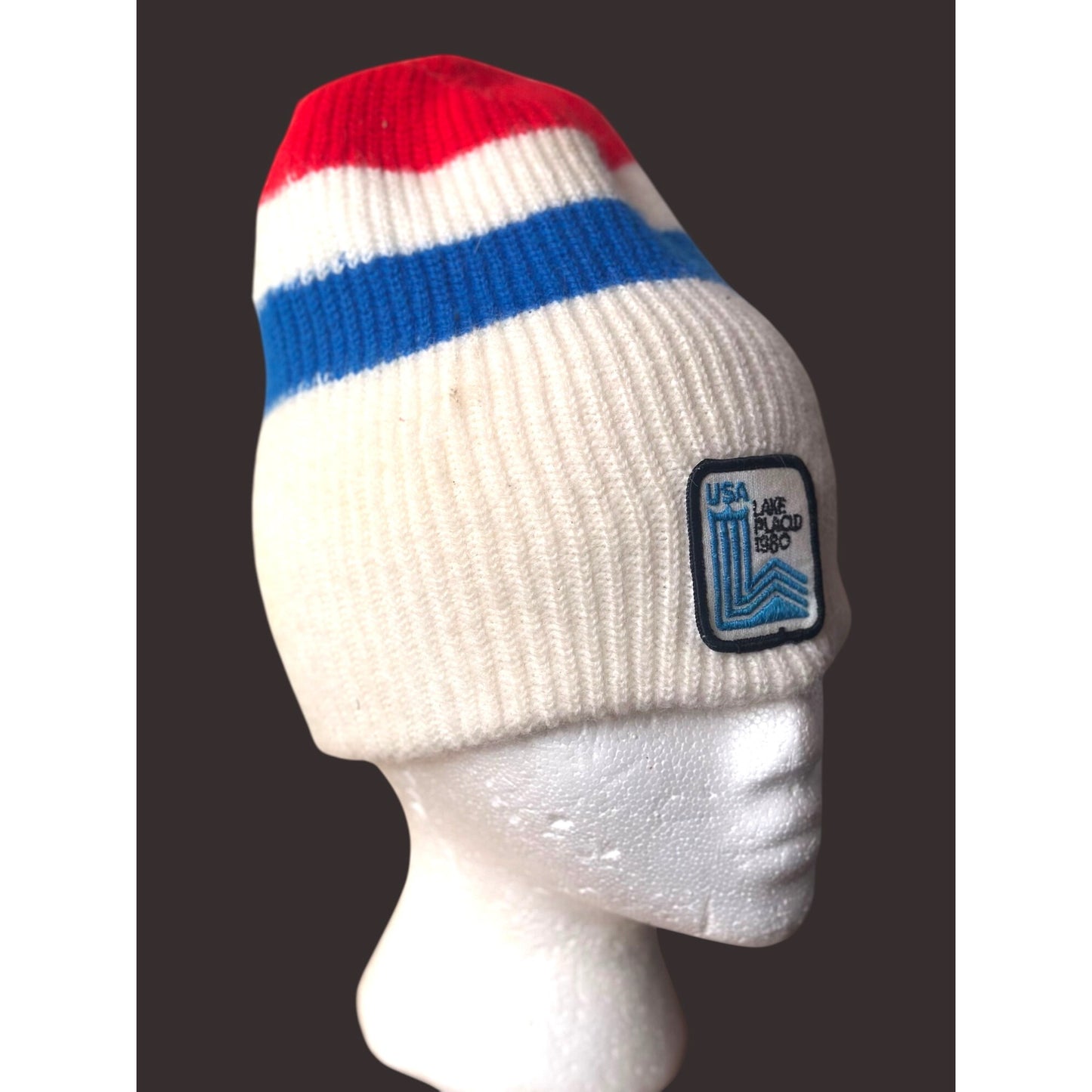 1980 USA Olympic Lake Placid Knit Beanie Hat ski knit vintage