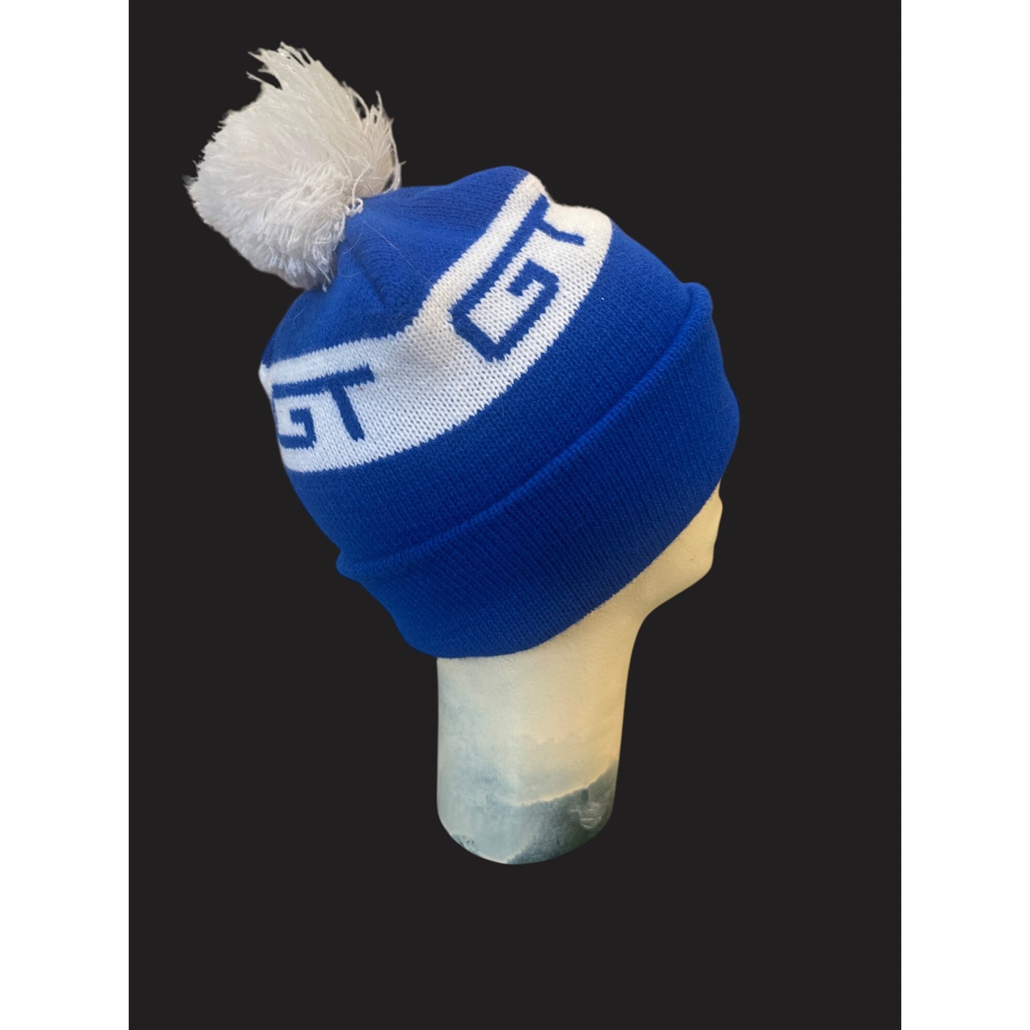 GT Blue & White Beanie Hat With Pom-Pom Grand Trunk Train