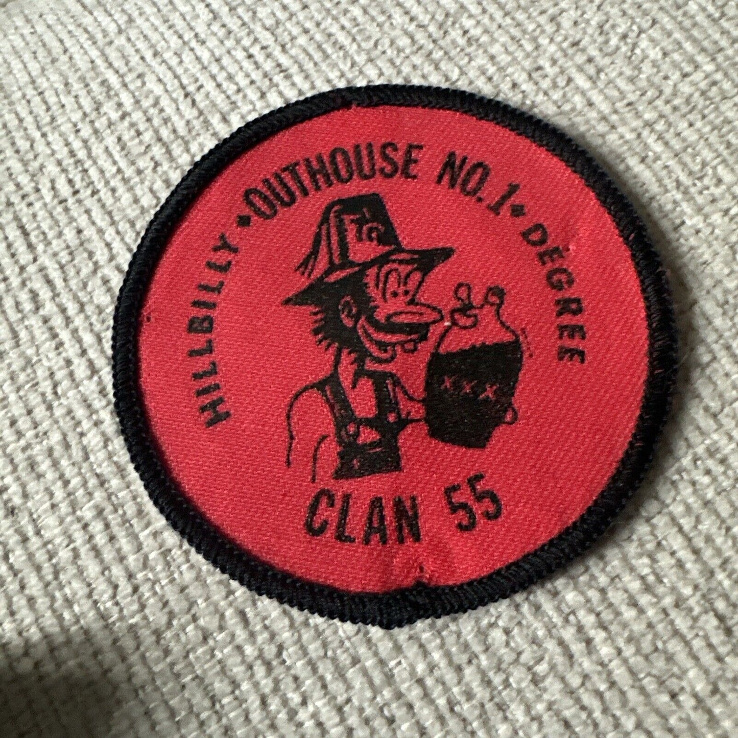 Outhouse No 1  Hillbilly Degree Clan 55 Red Black Moonshine Patch