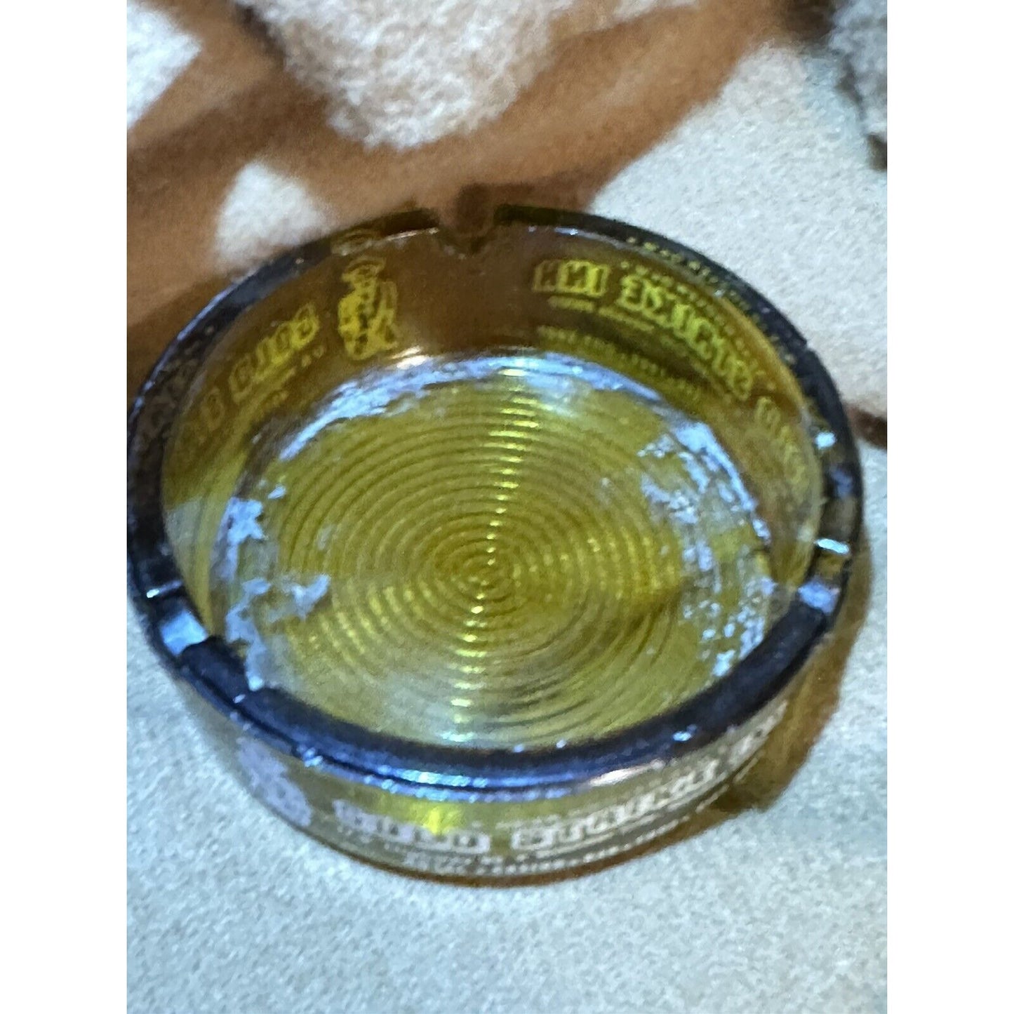 Gold Strike Inn Amber Round Cigarette Cigar Ashtray Boulder City Nevada Hoover