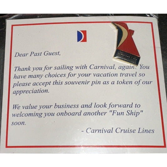 CARNIVAL TRIUMPH Funnel SMOKESTACK Tail Fin 2001 Carnival Cruise Lines PIN NIP