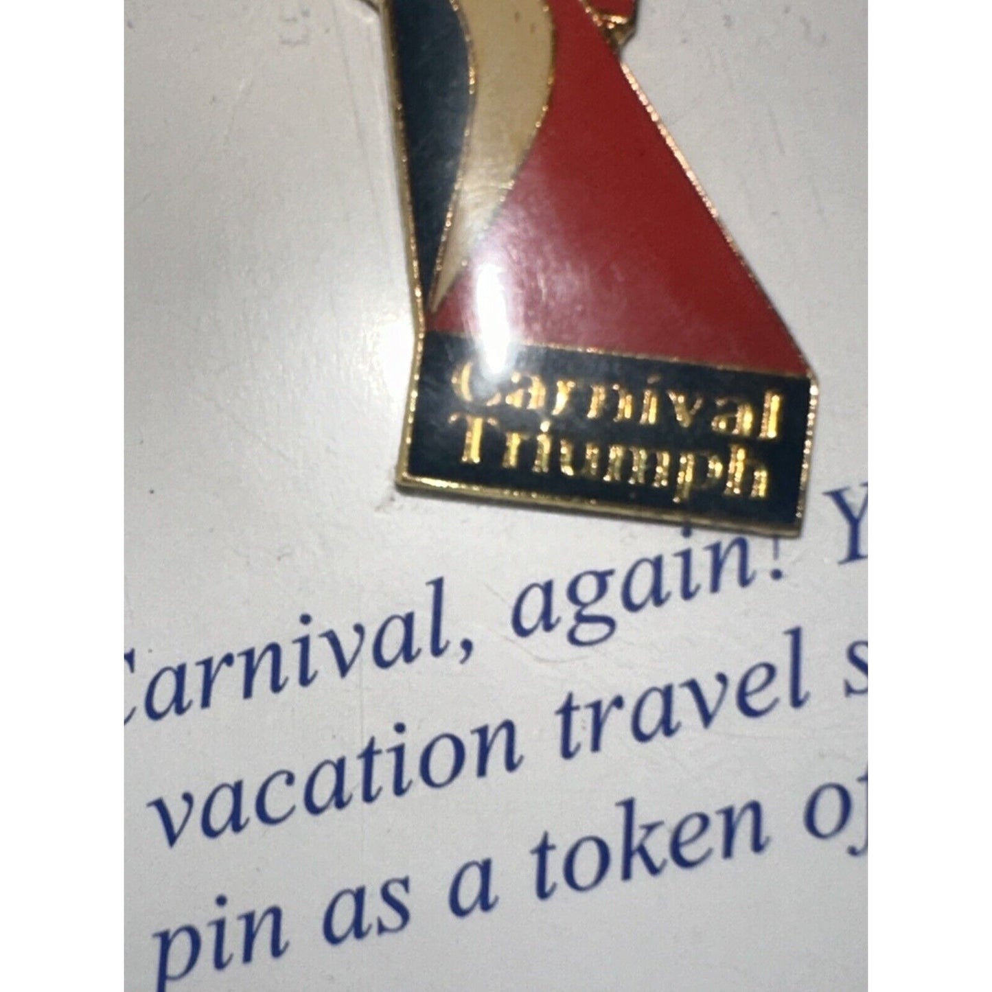 CARNIVAL TRIUMPH Funnel SMOKESTACK Tail Fin 2001 Carnival Cruise Lines PIN NIP