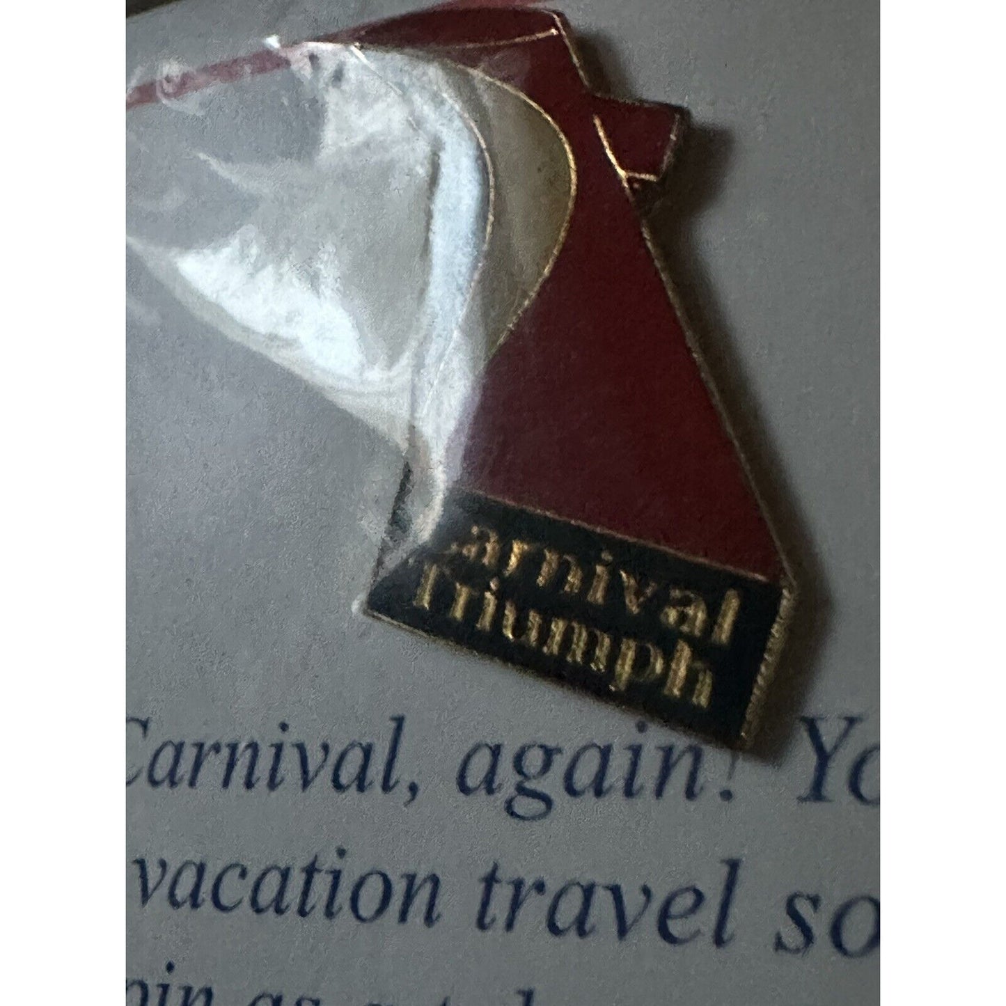 CARNIVAL TRIUMPH Funnel SMOKESTACK Tail Fin 2001 Carnival Cruise Lines PIN NIP