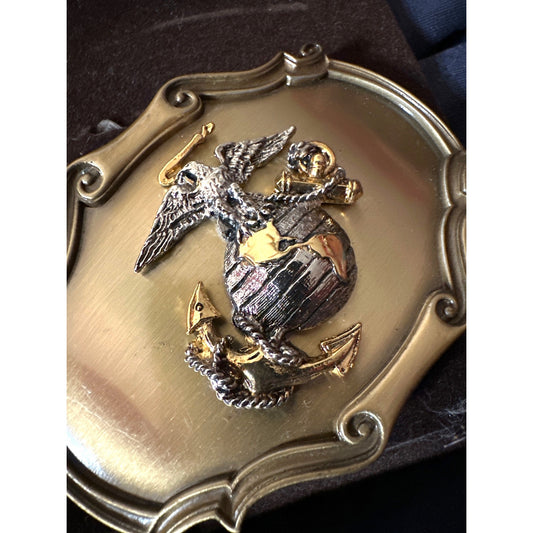 Raintree  1978 US Marine Corps Brass Belt Buckle With Eagle Globe Anchor Design