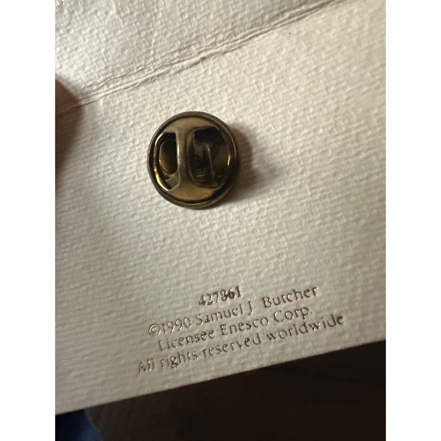 Enesco Precious Moments 5-Year Member Pin 1990 Birthday Club original card